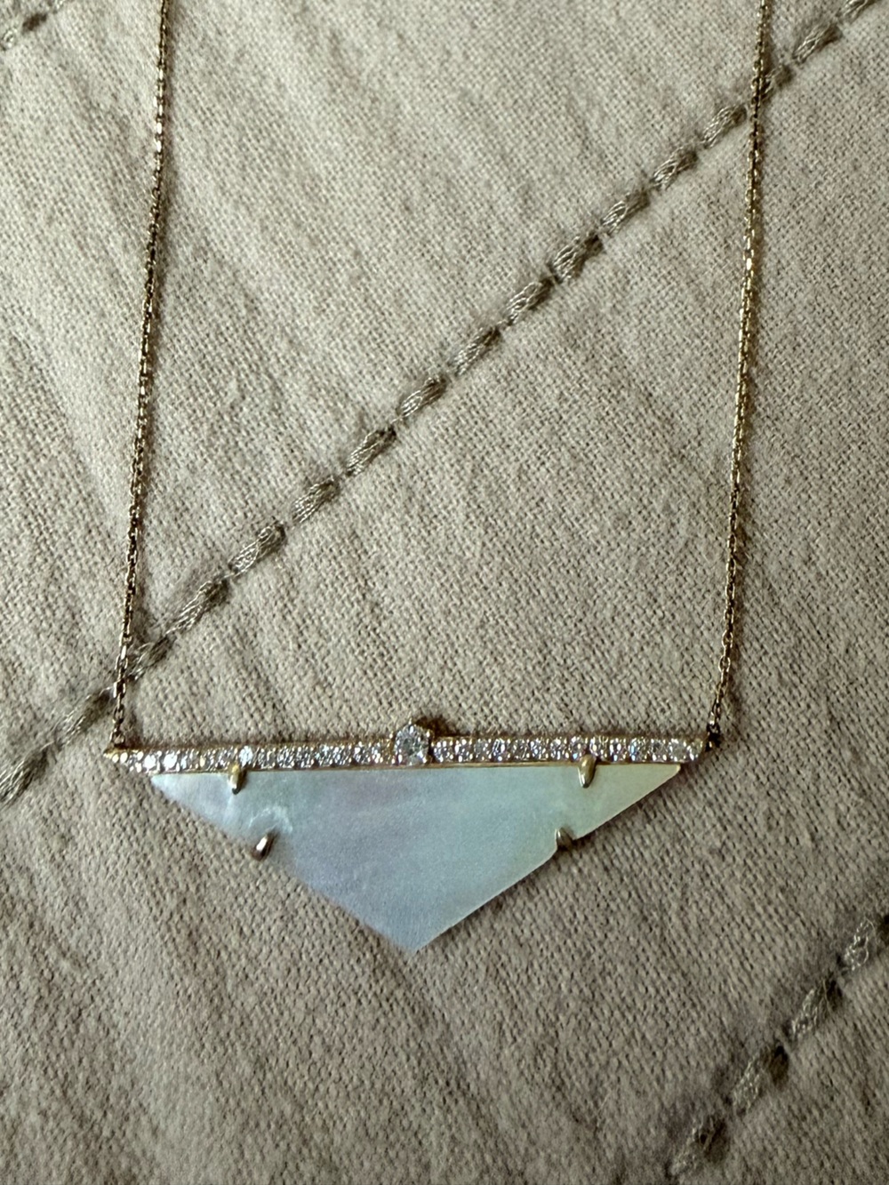 Gold-Tone Mother of Pearl Pendant Necklace with Crystals Sterling Silver